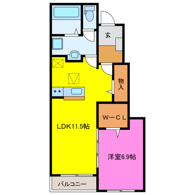 袋井市山科のアパートの間取り