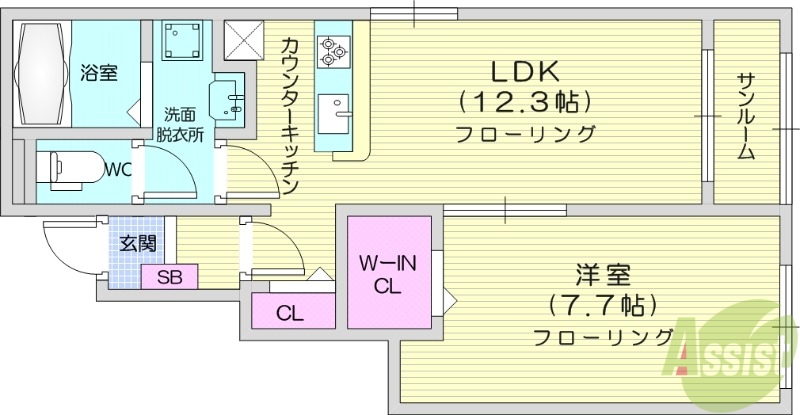 亘理郡亘理町字上茨田のアパートの間取り