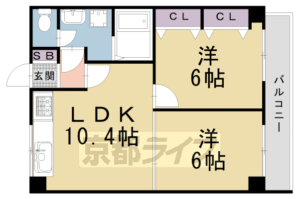 京都市北区平野宮本町のマンションの間取り