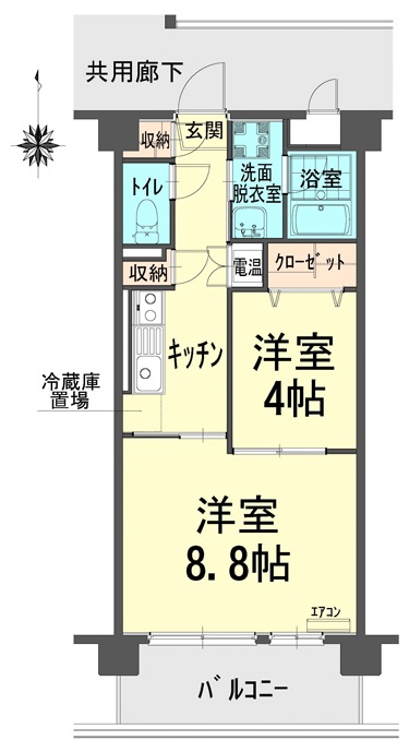 岡山市北区高柳東町のマンションの間取り