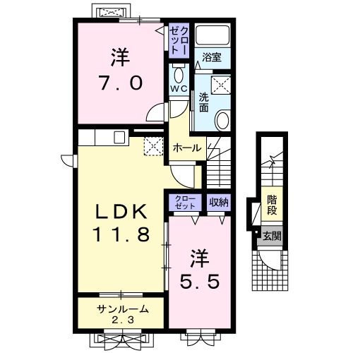 新潟市中央区姥ケ山のアパートの間取り