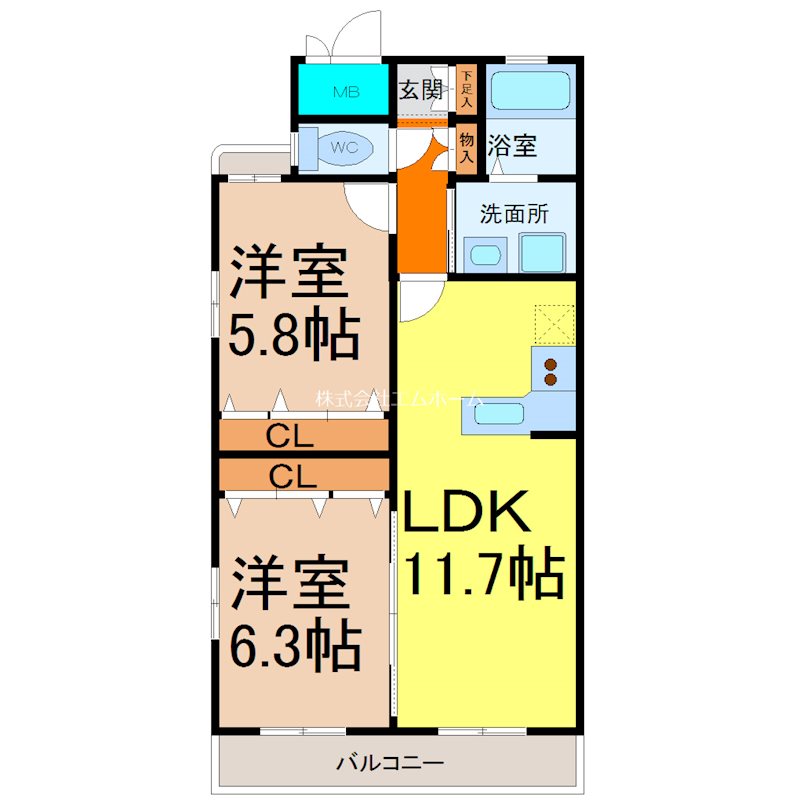 名古屋市中川区前並町のマンションの間取り