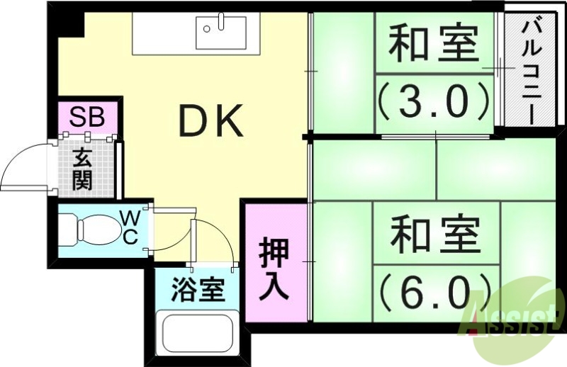 ハイツ永沢の間取り写真