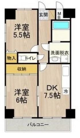 近鉄南大阪線 針中野駅 徒歩9分 5階建 築34年の間取り写真