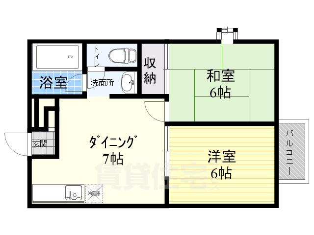 阪急伊丹線 稲野駅 徒歩3分 2階建 築35年の間取り写真