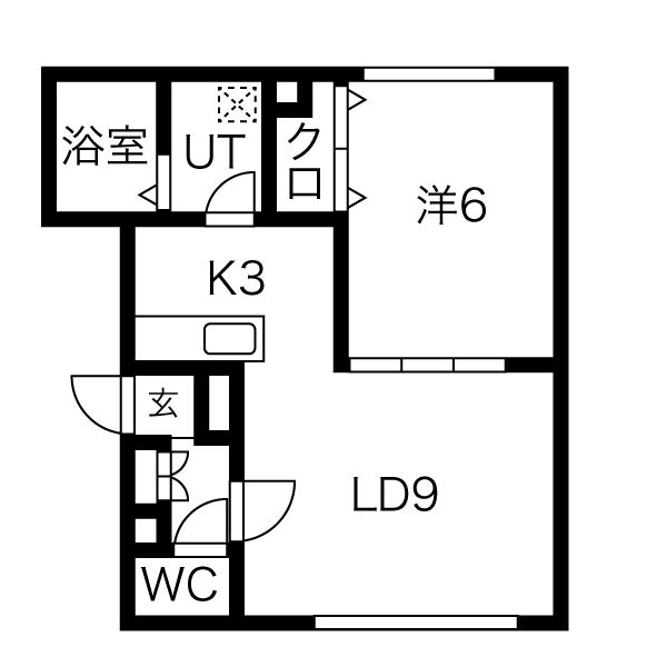 札幌市西区二十四軒二条のアパートの間取り