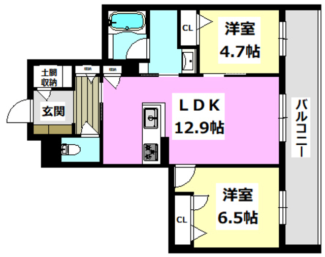 吹田市岸部北のマンションの間取り