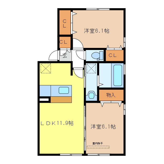 岐阜市六条大溝のアパートの間取り