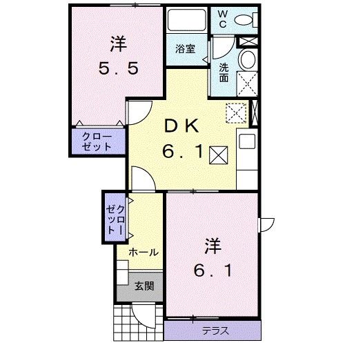 御坊市野口のアパートの間取り