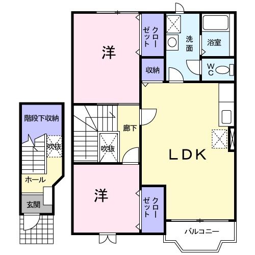 八戸市大字白銀町のアパートの間取り