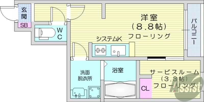 塩竈市小松崎のアパートの間取り