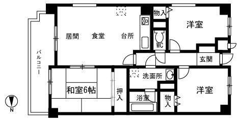 福岡市西区内浜のマンションの間取り