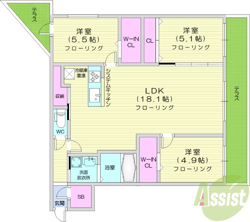 S-RESIDENCE二十四軒avelisの間取り