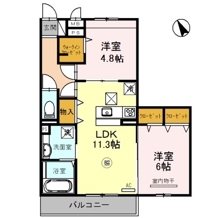 明石市沢野南町のアパートの間取り