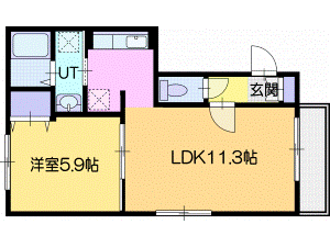 岩見沢市大和一条のアパートの間取り