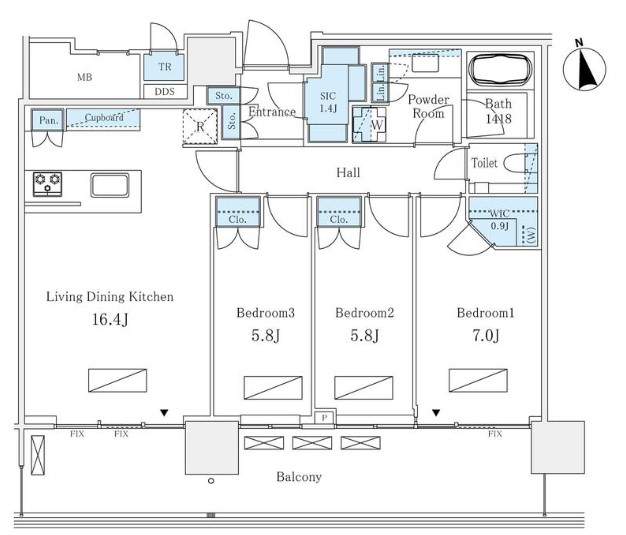 港区浜松町のマンションの間取り