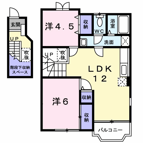 阿南市福村町のアパートの間取り