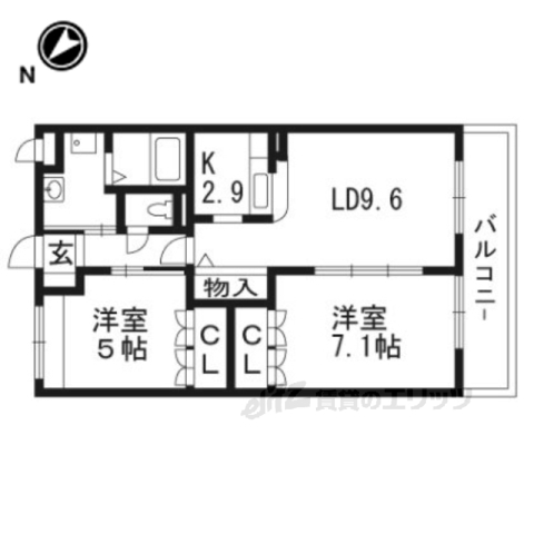 木津川市梅美台のマンションの間取り