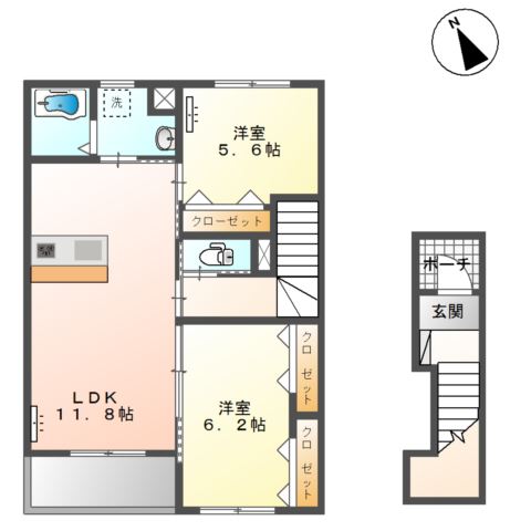 羽生市大字羽生のアパートの間取り