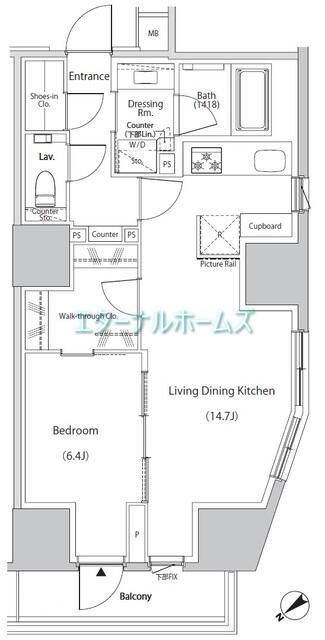 新宿区市谷田町のマンションの間取り