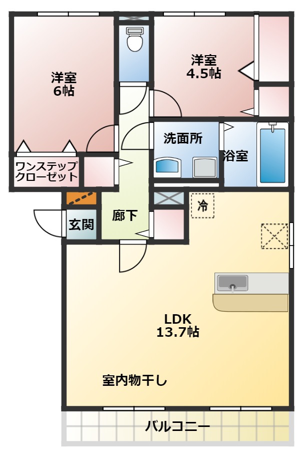 【羽曳野市古市のアパートの間取り】