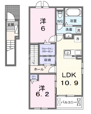 倉敷市水江のアパートの間取り