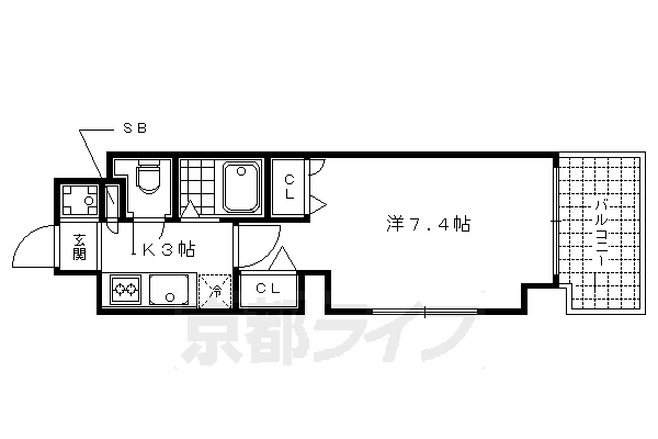 【京都市中京区西ノ京南上合町のマンションの間取り】