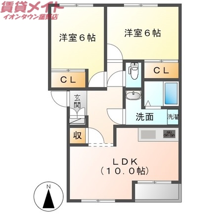 いなべ市北勢町麻生田のアパートの間取り