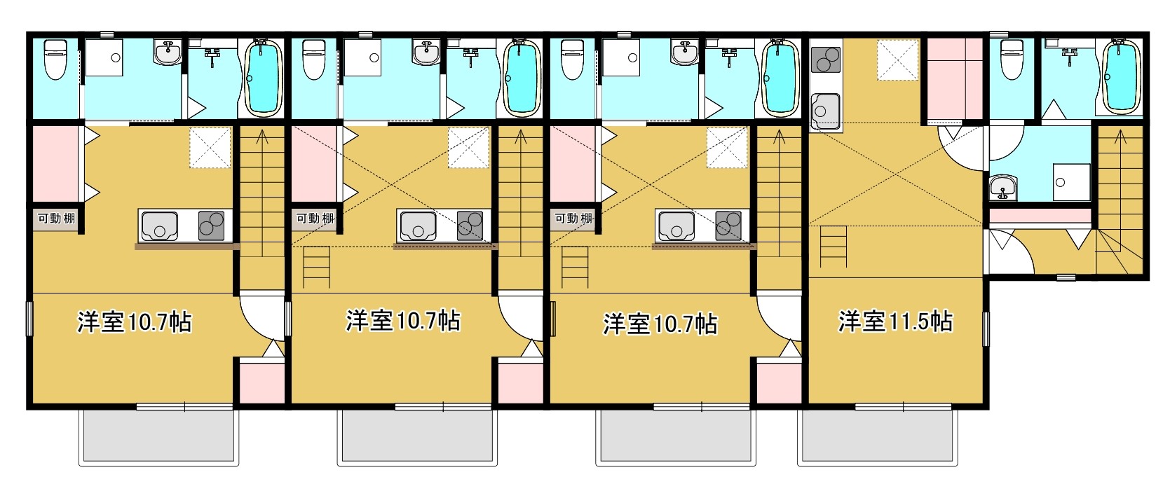 居室・リビング　1フロア4部屋♪