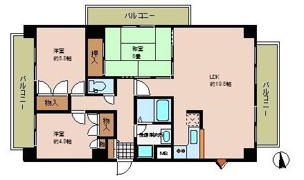 広島市西区草津新町のマンションの間取り