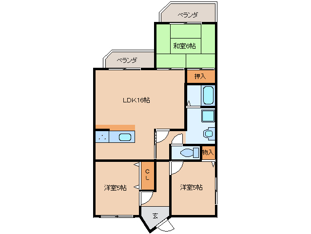 奈良県橿原市葛本町（マンション）の賃貸物件の間取り