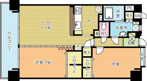 【ニューリバー三萩野の間取り】