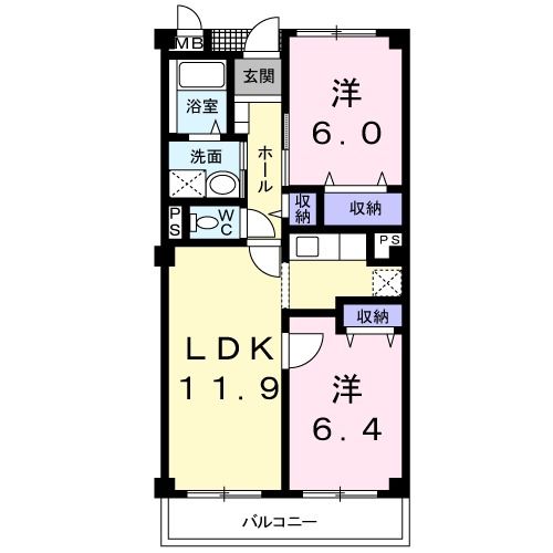 岩沼市相の原のマンションの間取り