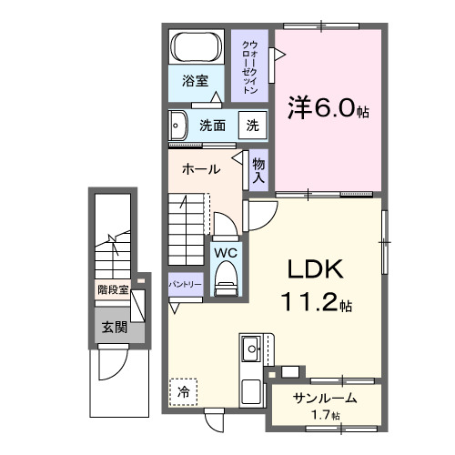 豊川市蔵子のアパートの間取り