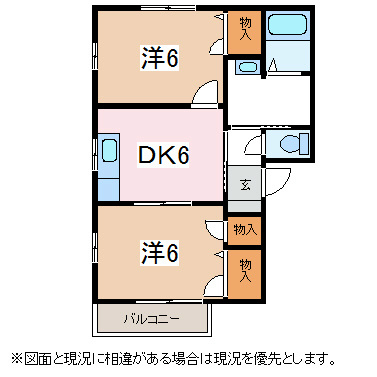 松本市征矢野のアパートの間取り