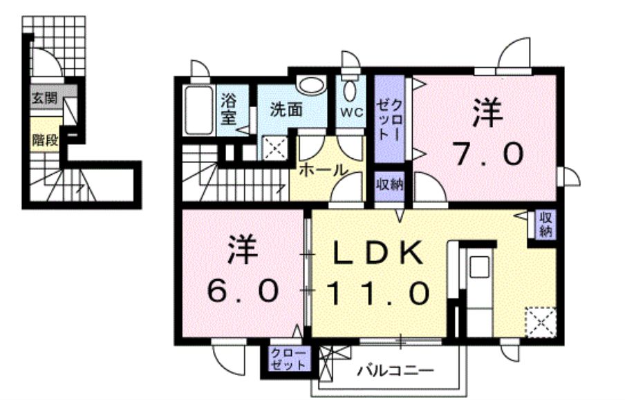 福山市新市町大字戸手のアパートの間取り