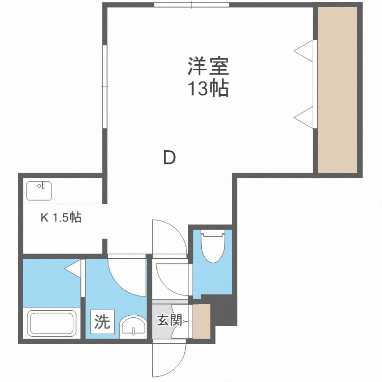 札幌市豊平区中の島一条のアパートの間取り