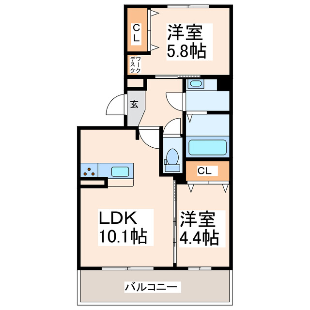 宇土市北段原町のアパートの間取り