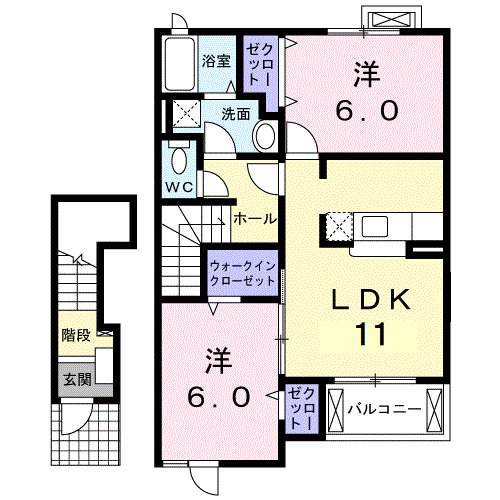 富山市上大久保のアパートの間取り