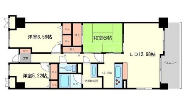 大阪市浪速区日本橋東のマンションの間取り