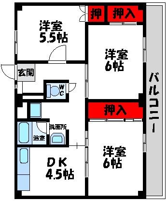 ビレッジハウス宗像の間取り