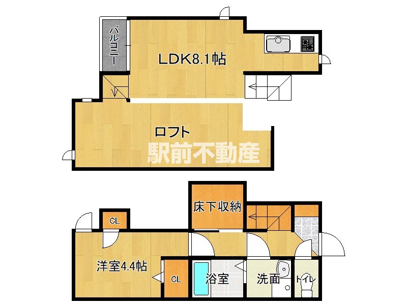 福津市中央のアパートの間取り