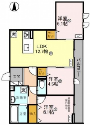 葛城市北花内のアパートの間取り