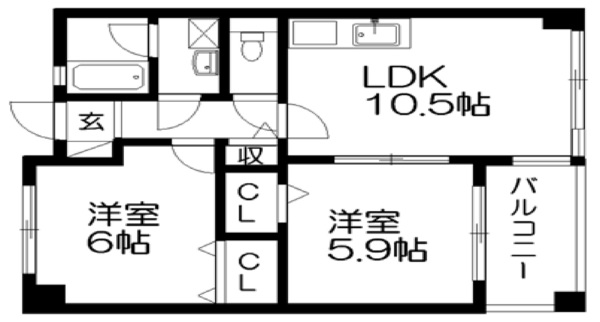 守山市焔魔堂町のマンションの間取り