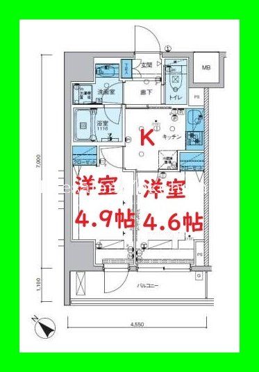 横浜市中区長者町のマンションの間取り