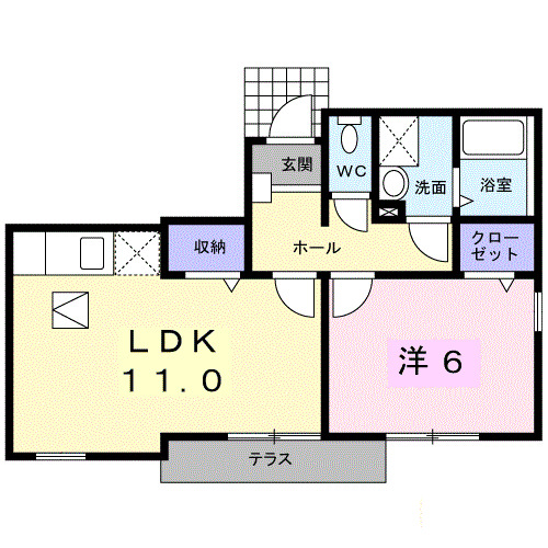 柳井市古開作のアパートの間取り