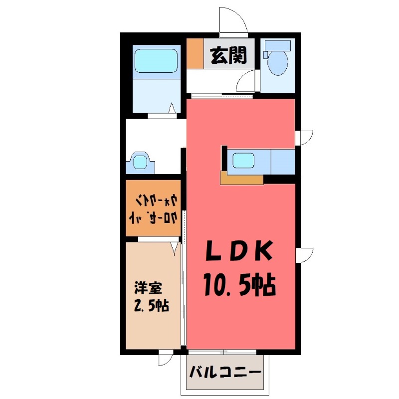 宇都宮市平松町のアパートの間取り