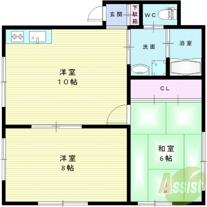 神戸市垂水区城が山のアパートの間取り