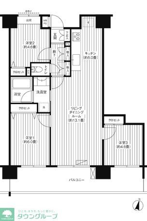 さいたま市浦和区常盤のマンションの間取り