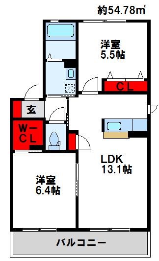 コスモスコーポラスAの間取り